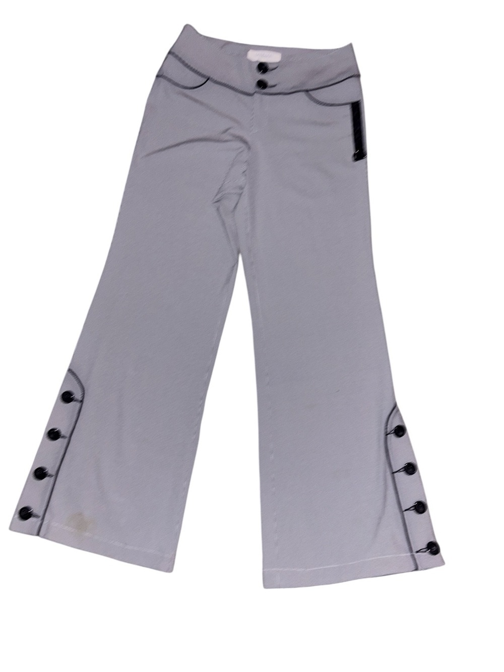 Nordstrom Light Gray Flare Pants with Black Waistband Detail